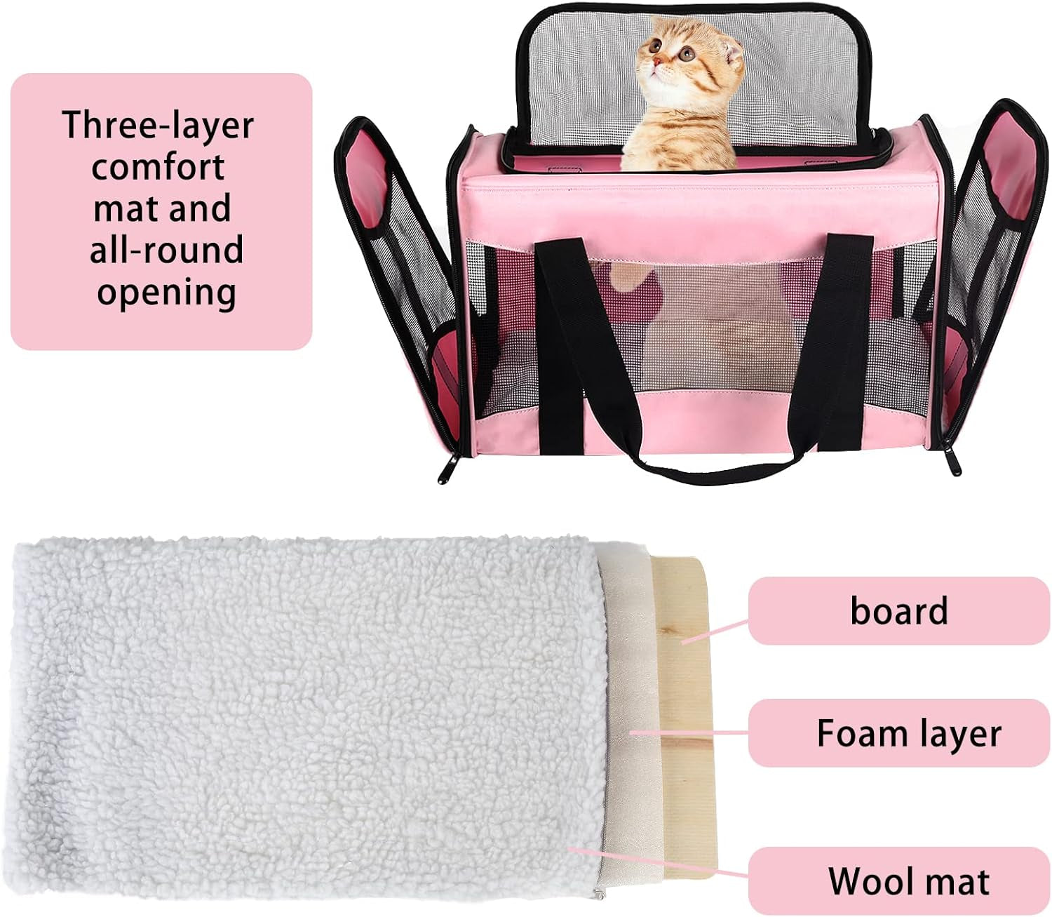  Large Cat dog Carriers (PINK&BLACK)