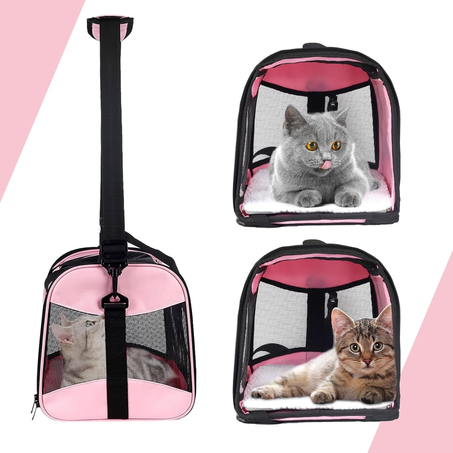  Large Cat dog Carriers (PINK&BLACK)