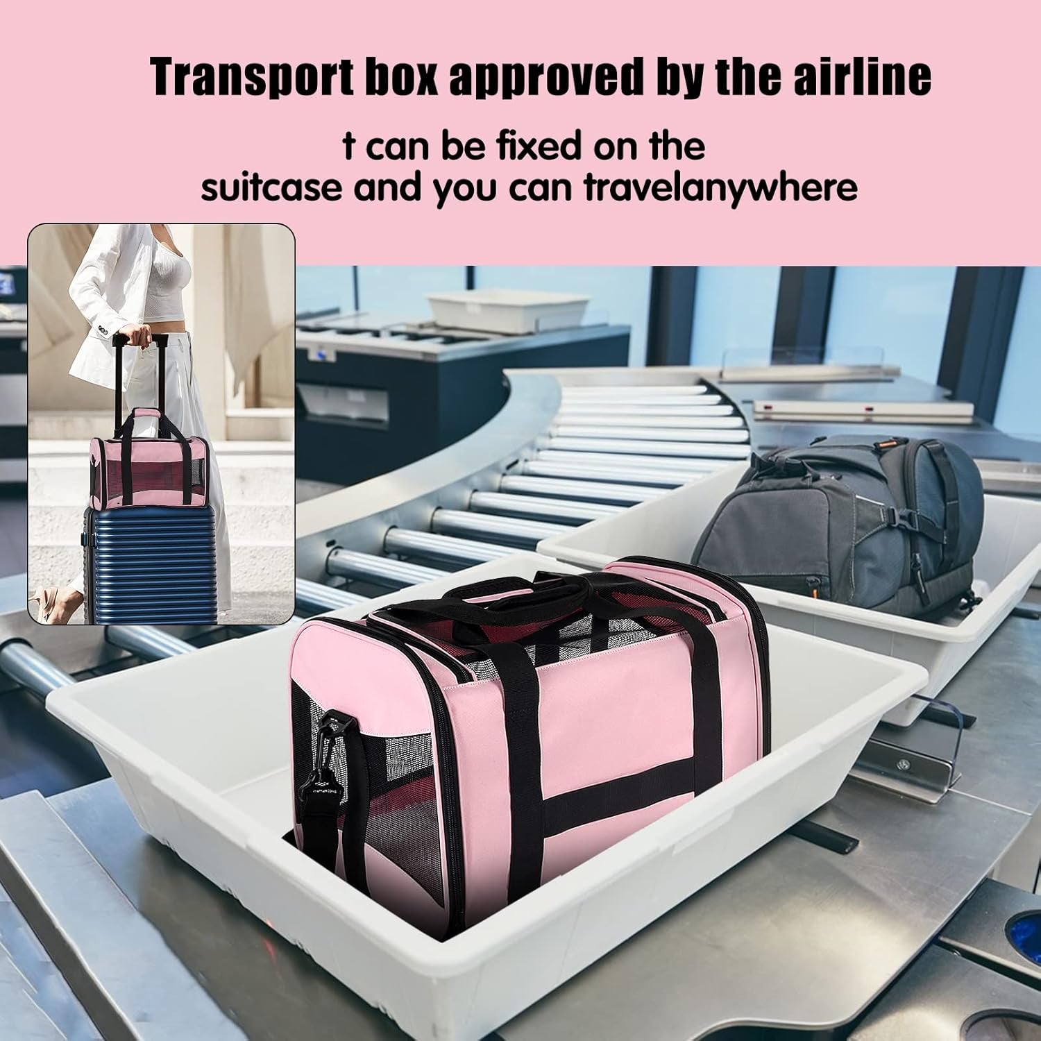  Large Cat dog Carriers (PINK&BLACK)