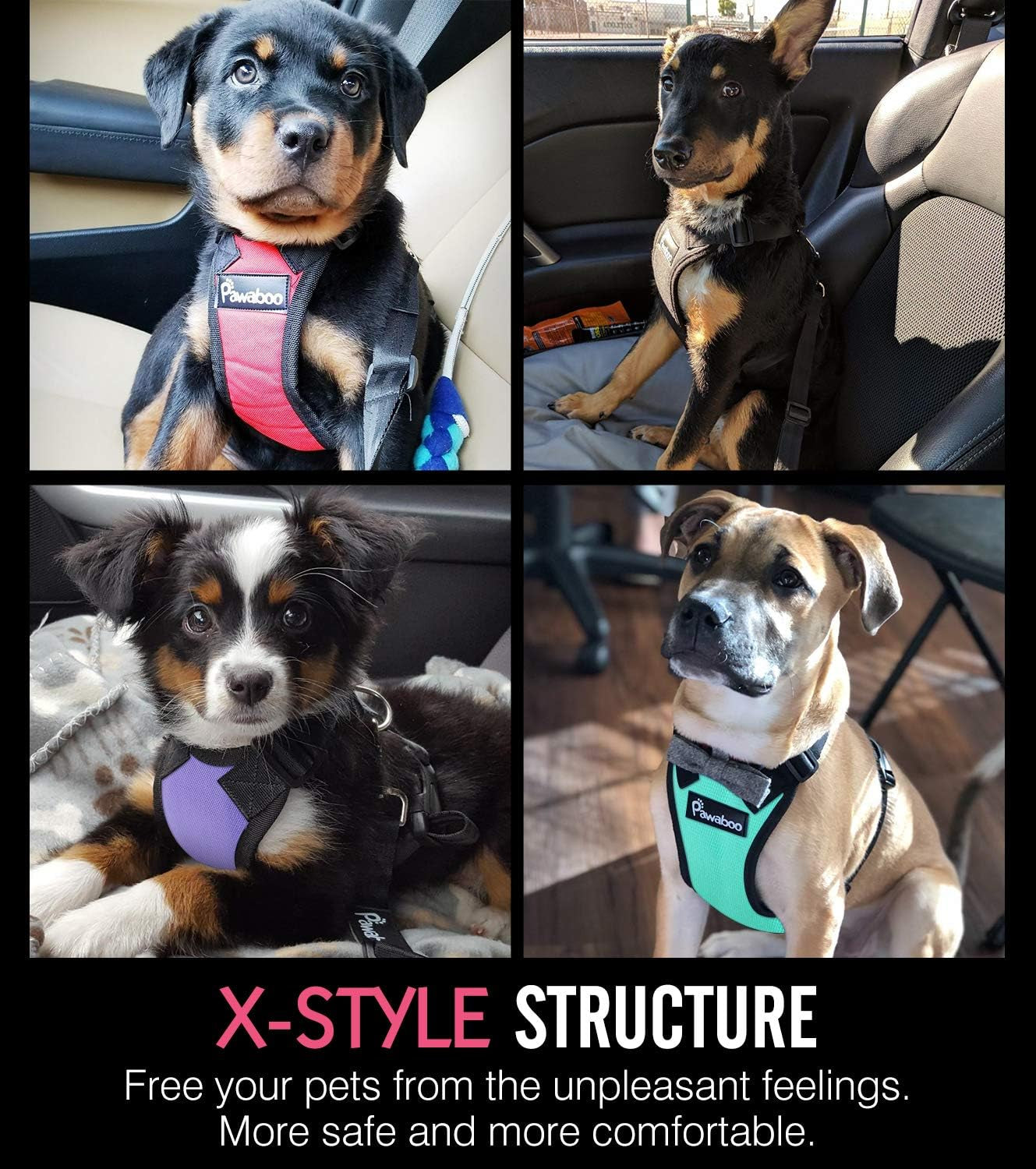 Adjustable Dog Safety Vest Harness Small to Medium Pets (BLACK)